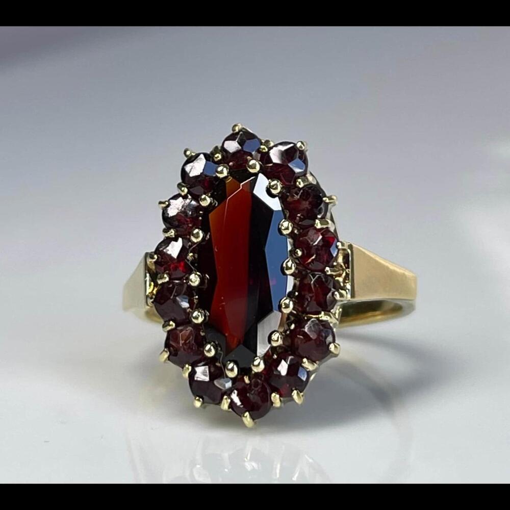 Garnet Ring 18k Rose Cut Garnet Ring Gold Antique Rose Cut Garnet Ring 750 Gold